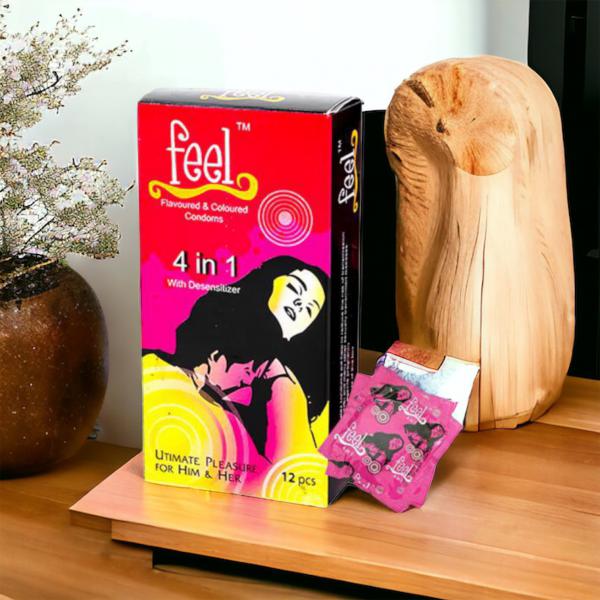 Bao Cao Su Kéo Dài Thời Gian Feel 4in 1 - Hộp 12 cái Bcs