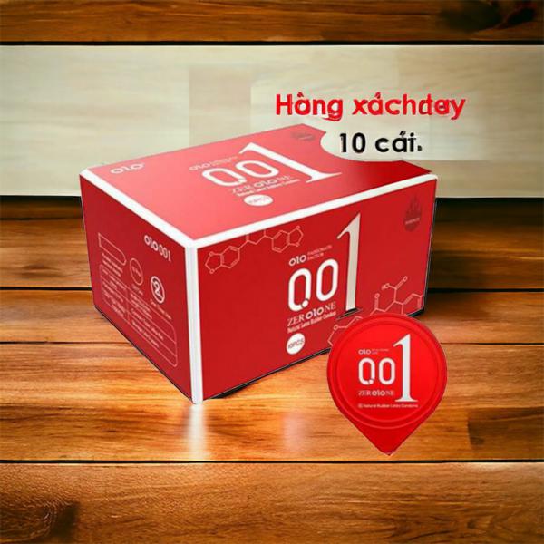 Bao Cao Su Siêu Mỏng - Nóng Ám OLO 0.01 Đỏ  - Hộp 10 Cái